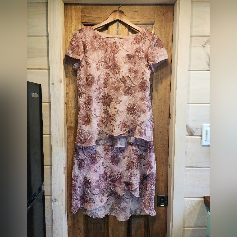 Vintage Miss Dorby Mauve Floral Matching Skirt And Blouse Set